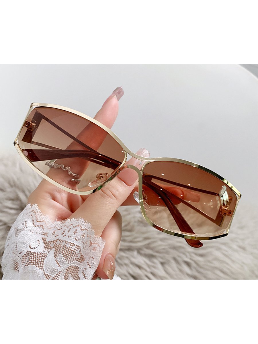 Gold Tone Wrap Sunglasses