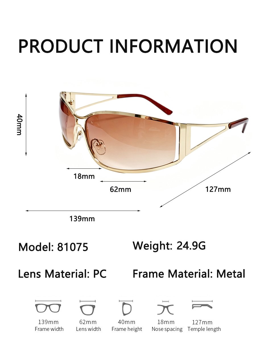 Gold Tone Wrap Sunglasses