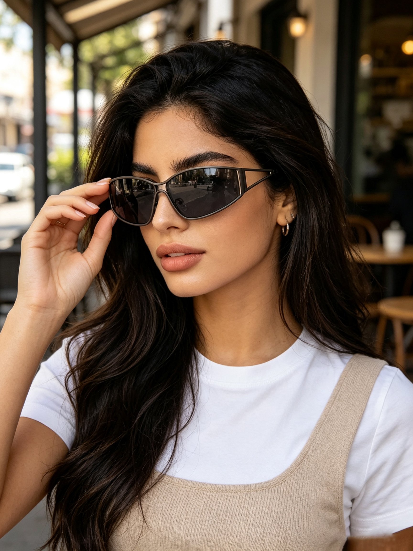 Charcoal Wrap Shield Sunglasses
