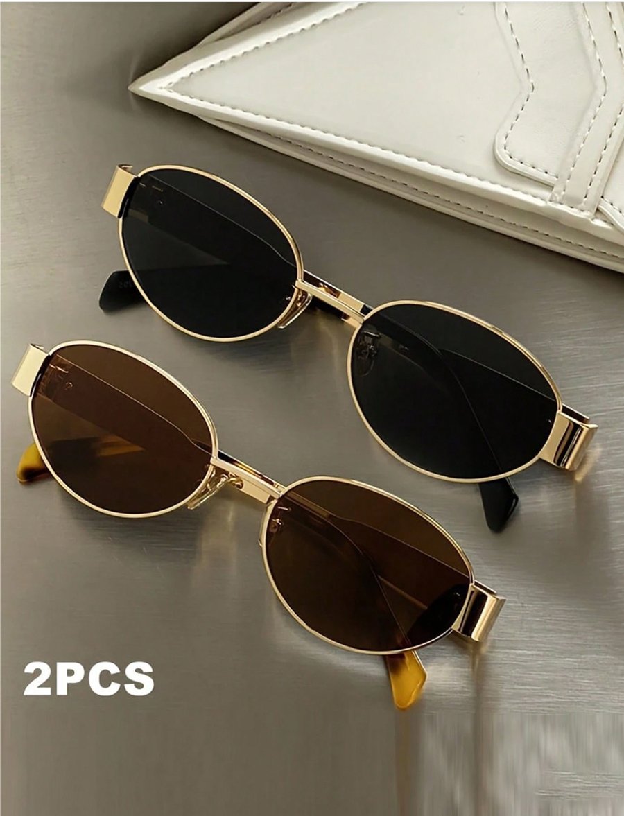 Gold Oval Sunglasses Set - 2 Pack