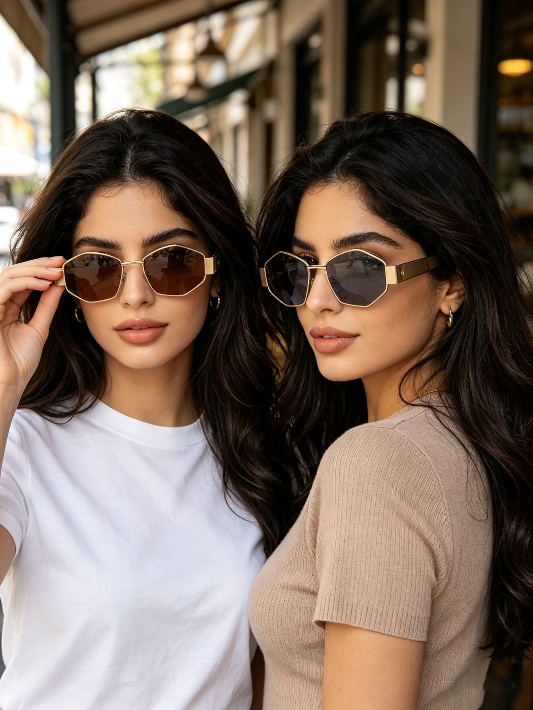 Geometric Gold Frame Sunglasses - 2 Pack