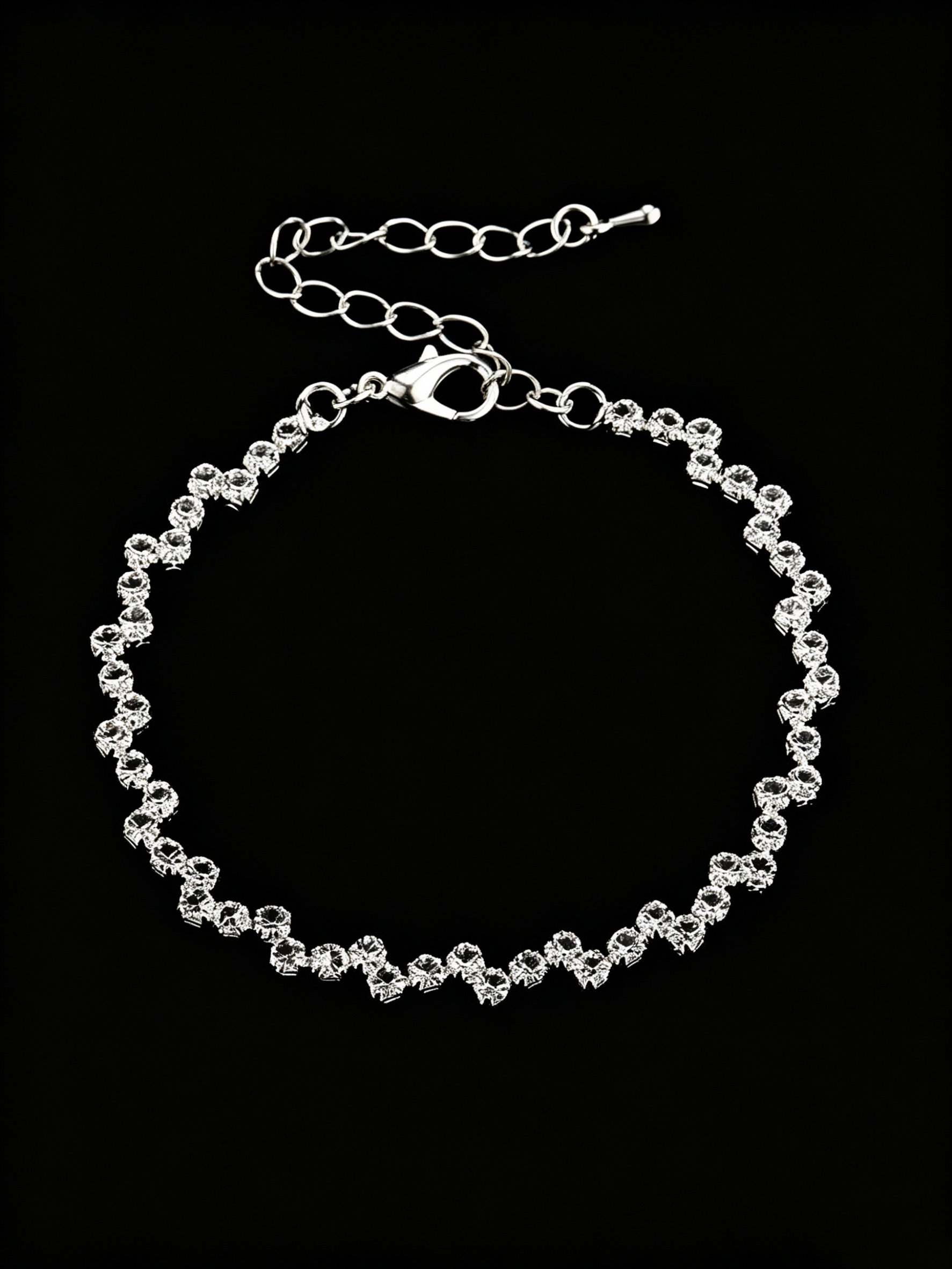 Glamorous Silver Crystal Necklace, Earrings and Bracelet Set for Parties.