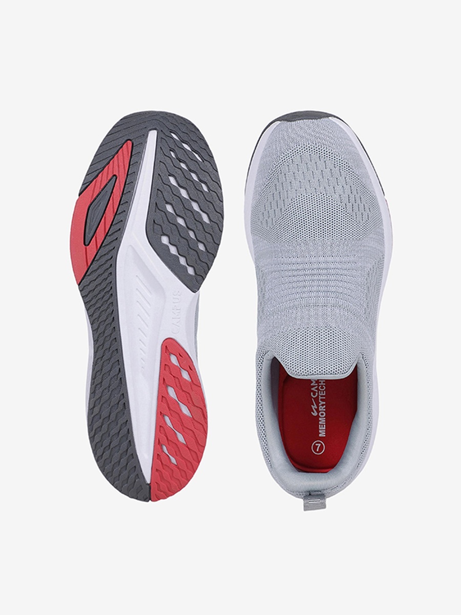 Men Grey Cyber Memory Foam Slip-On Walking Shoes