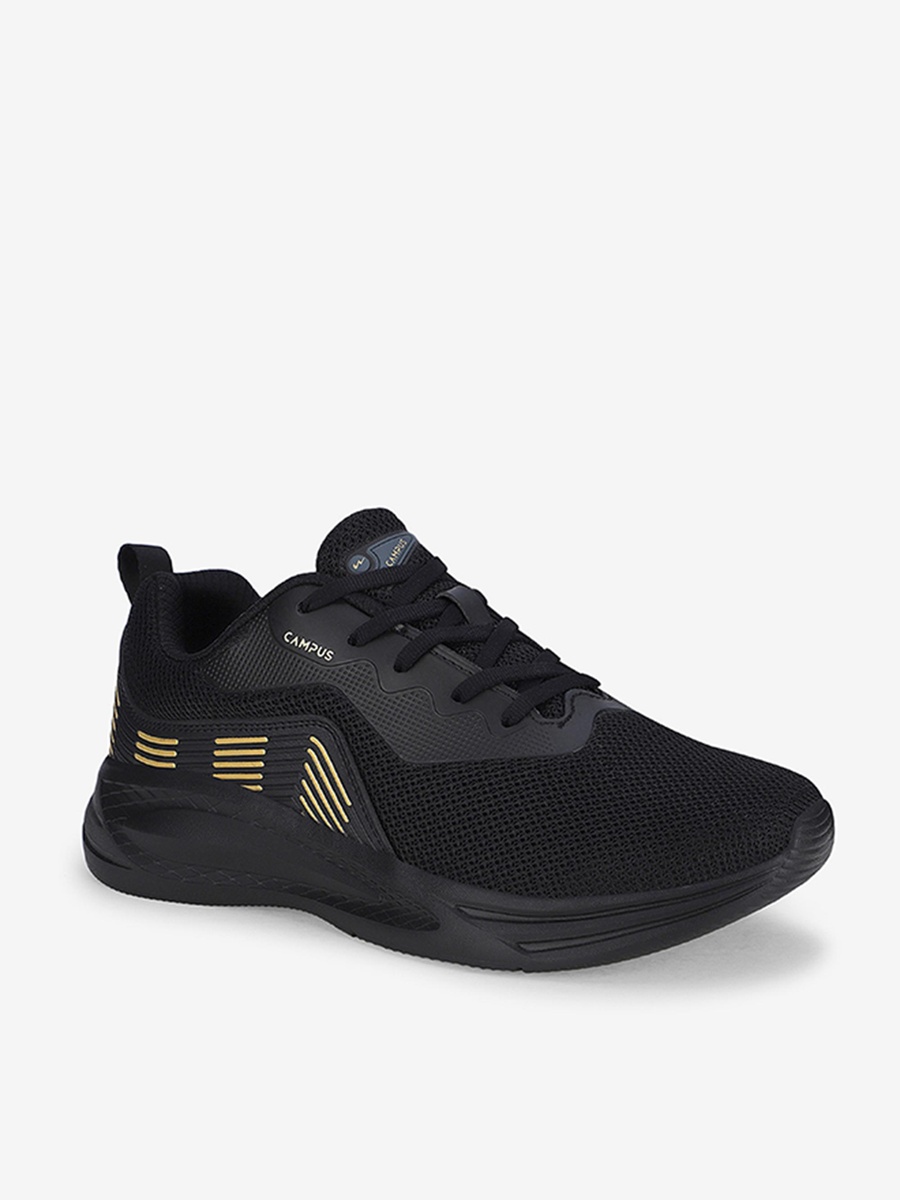 Men Black Ivan Die Cut EVA Lace-Up Running Shoes