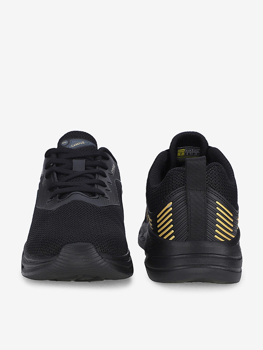 Men Black Ivan Die Cut EVA Lace-Up Running Shoes