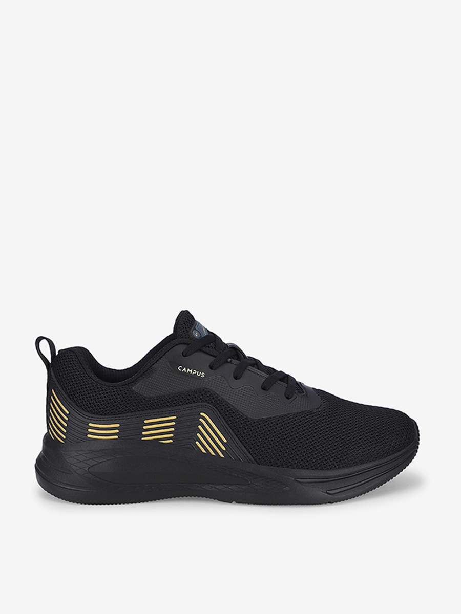 Men Black Ivan Die Cut EVA Lace-Up Running Shoes