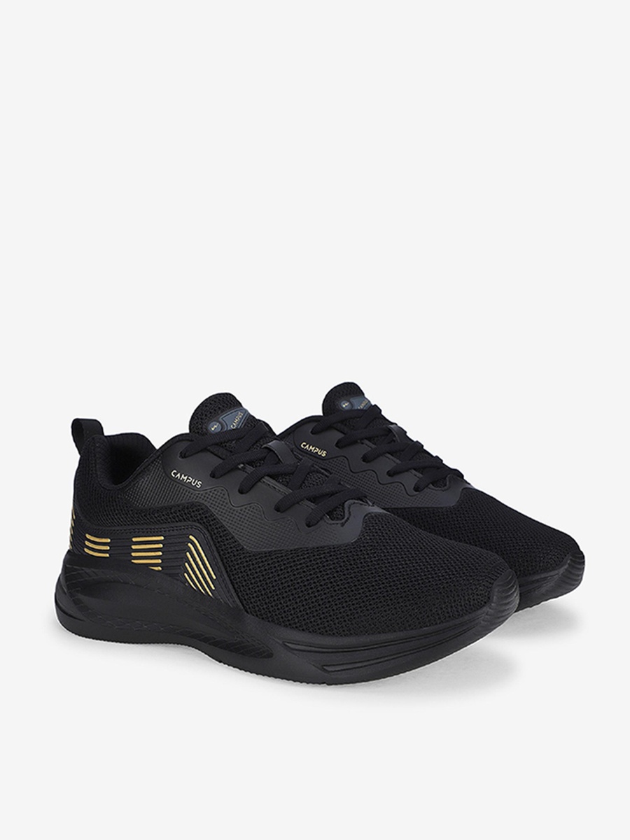 Men Black Ivan Die Cut EVA Lace-Up Running Shoes