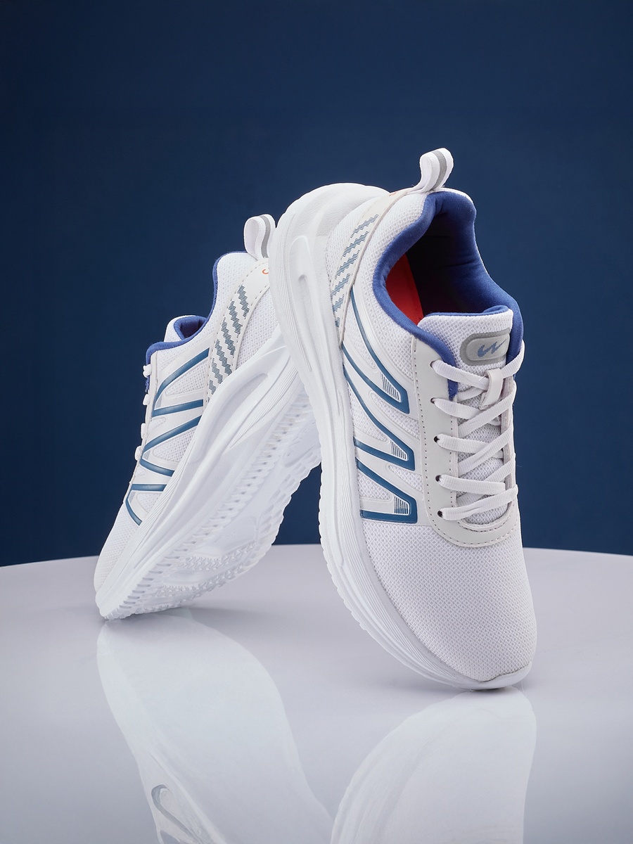 Men White Robe Memory Foam Lace-Up Running Shoes