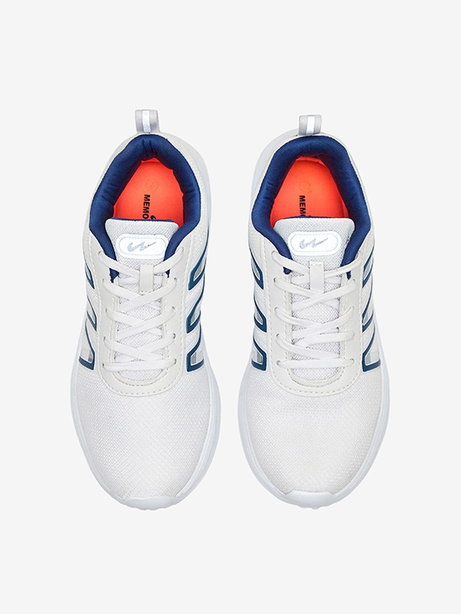 Men White Robe Memory Foam Lace-Up Running Shoes