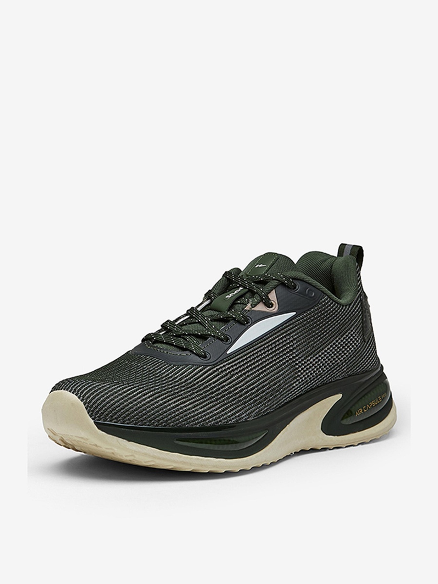 Men Olive Prexton Memorytech Advance Footbed Lace-Up Running Shoes