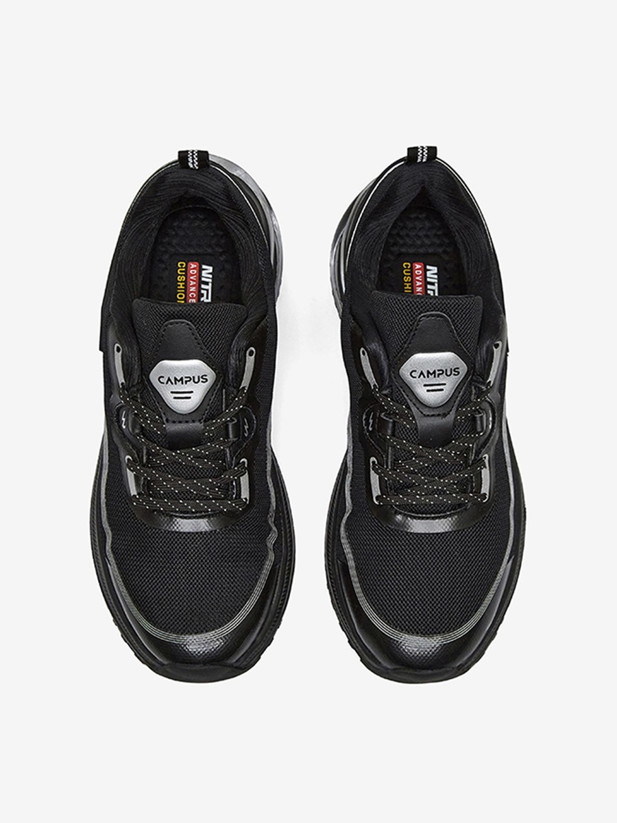 Men Black Flutter Motion Massage Lace-Up Running Shoes