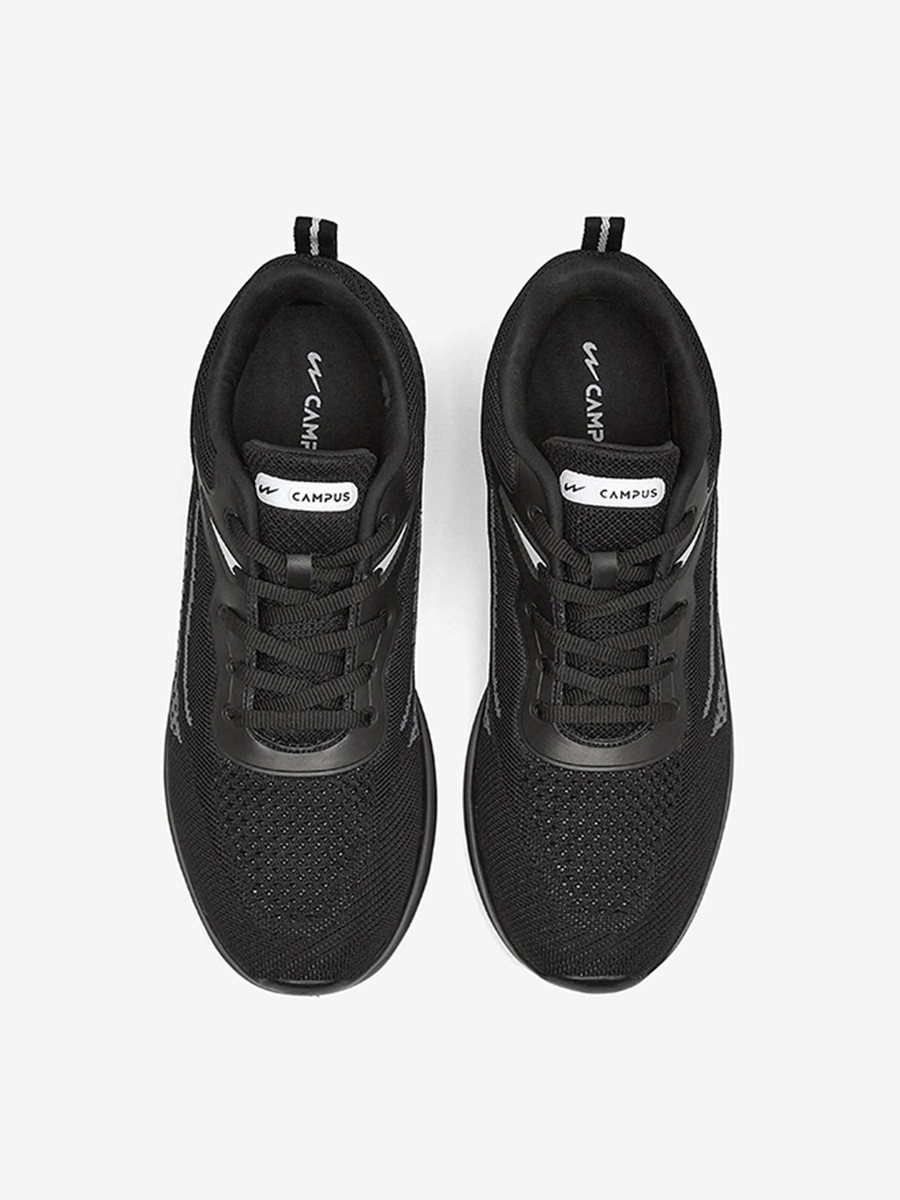 Men Black Reed Memory Foam Lace-Up Running Shoes