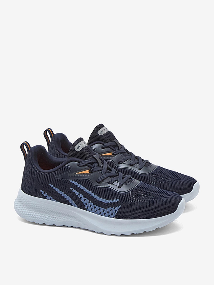 Men Navy Blue Reed Memory Foam Lace-Up Running Shoes