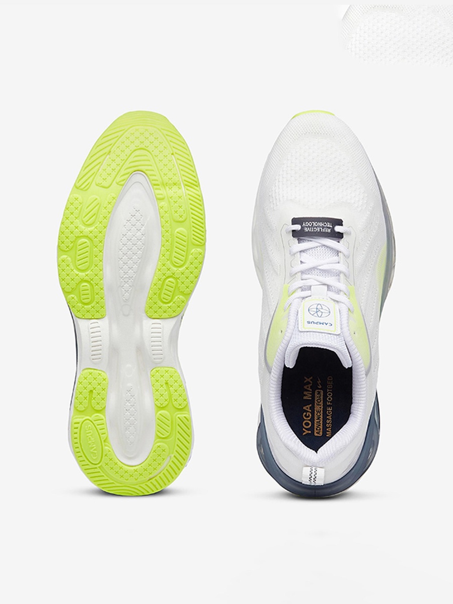 Men White Crash Yoga Max Lace-Up Running Shoes