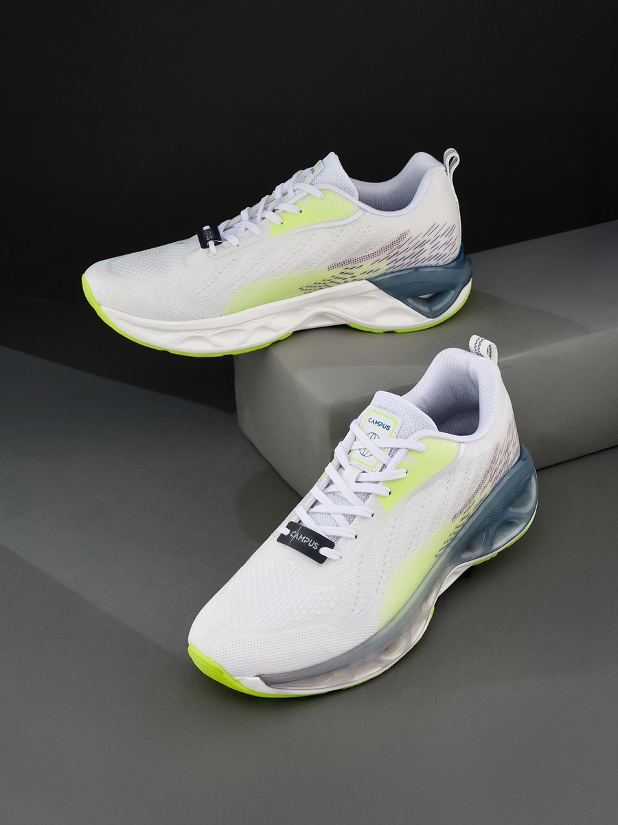 Men White Crash Yoga Max Lace-Up Running Shoes