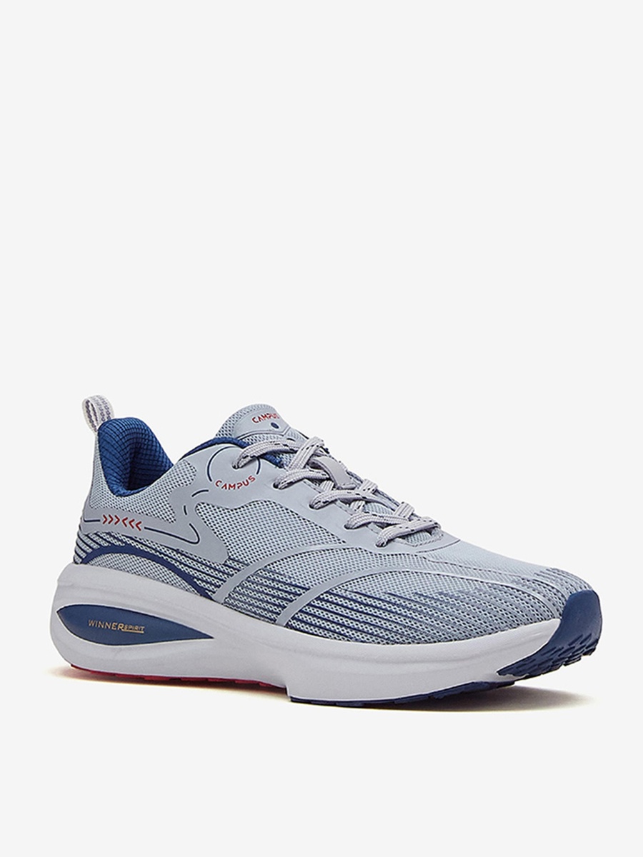 Men Light Grey Glitch Memory Foam Lace-Up Running Shoes