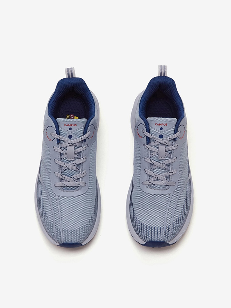 Men Light Grey Glitch Memory Foam Lace-Up Running Shoes