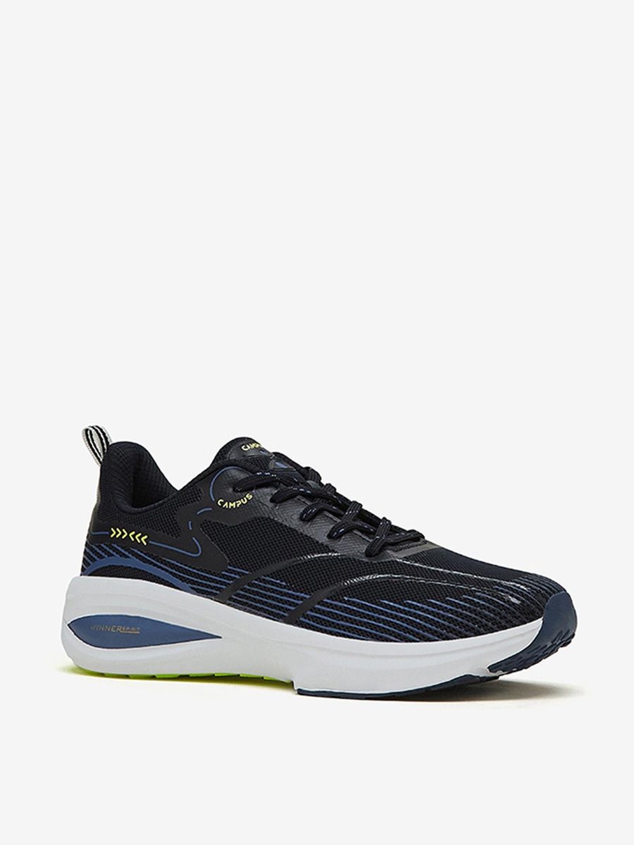 Men Navy Blue Navy Glitch Memory Foam Lace-Up Running Shoes