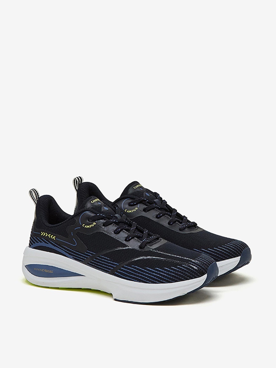 Men Navy Blue Navy Glitch Memory Foam Lace-Up Running Shoes