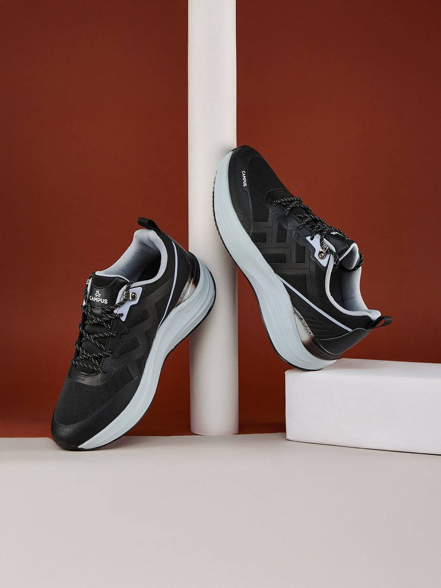 Men Black Trick Bubble Yoga Max Lace-Up Running Shoes
