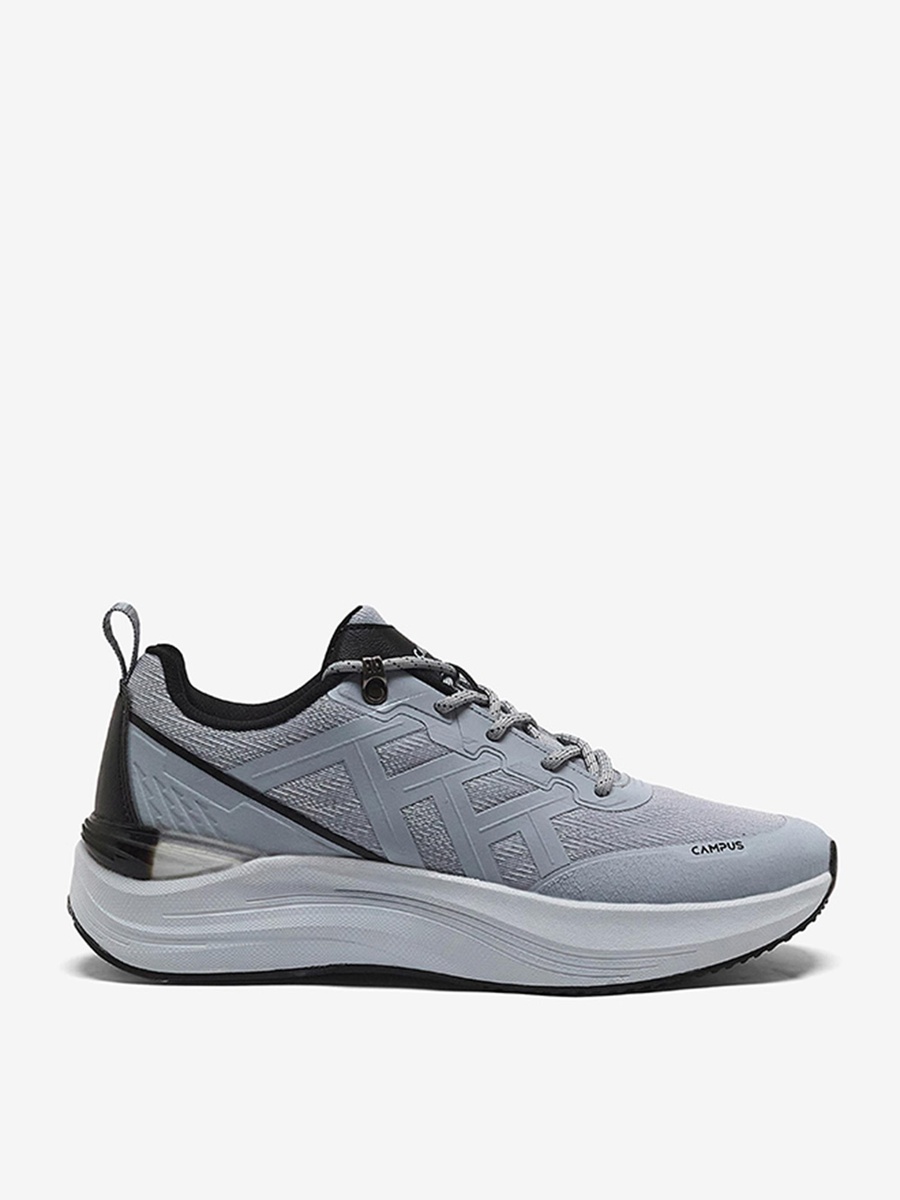 Men Light Grey Trick Bubble Yoga Max Lace-Up Running Shoes