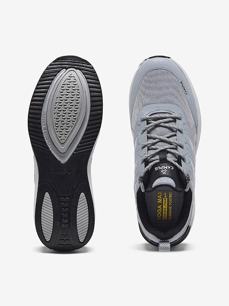 Men Light Grey Trick Bubble Yoga Max Lace-Up Running Shoes
