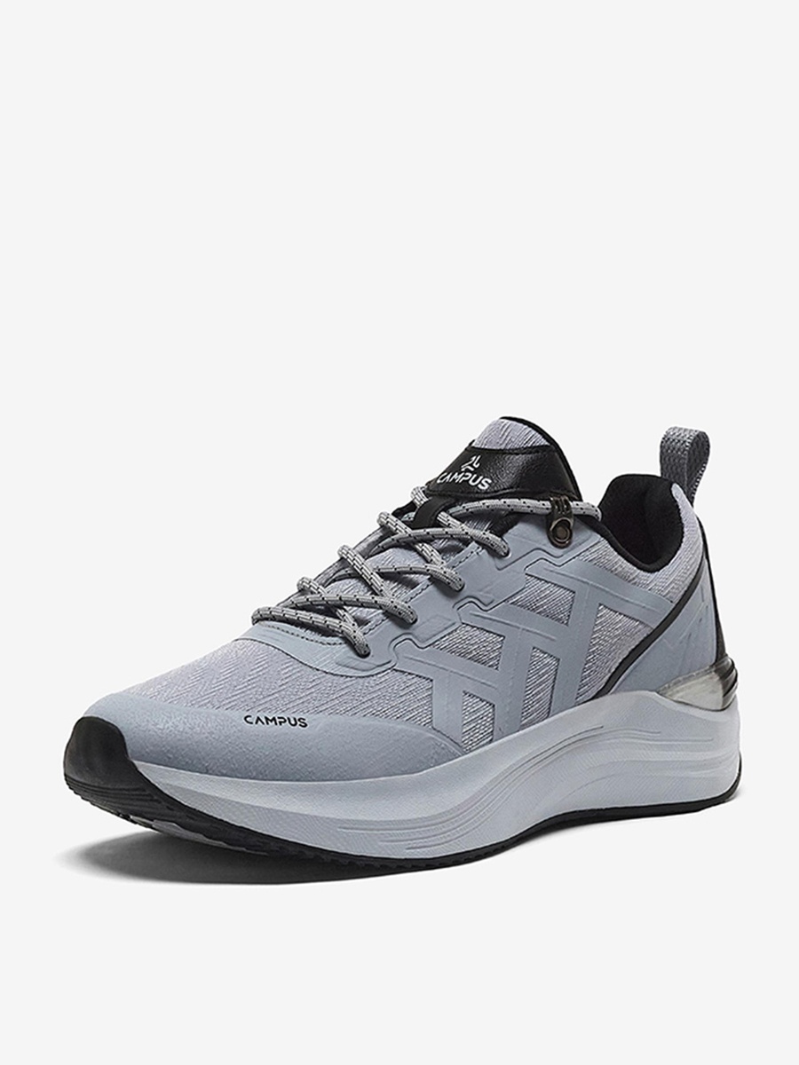 Men Light Grey Trick Bubble Yoga Max Lace-Up Running Shoes