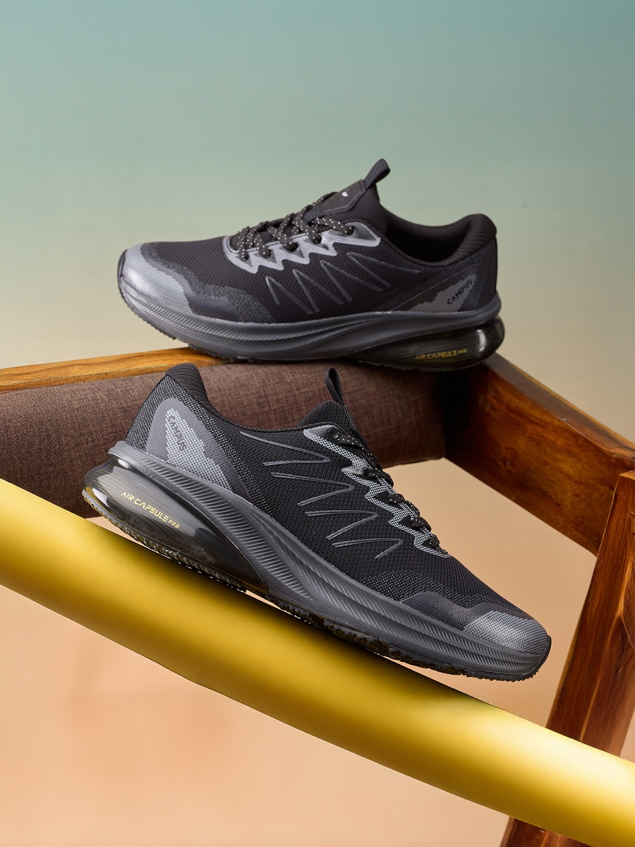 Men Black Begin Marathon Sublimation Lace-Up Running Shoes