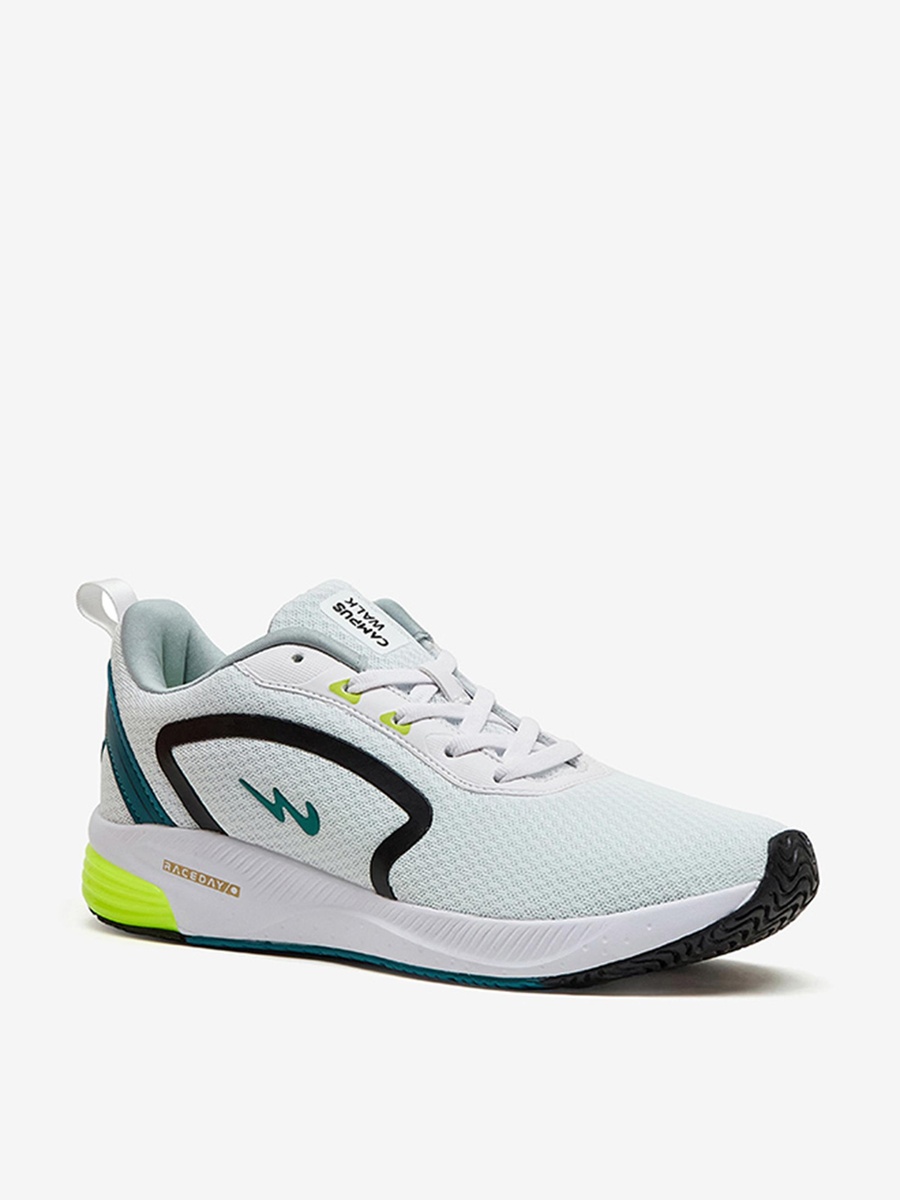 Men White White Camp Karl Die Cut EVA Lace-Up Running Shoes