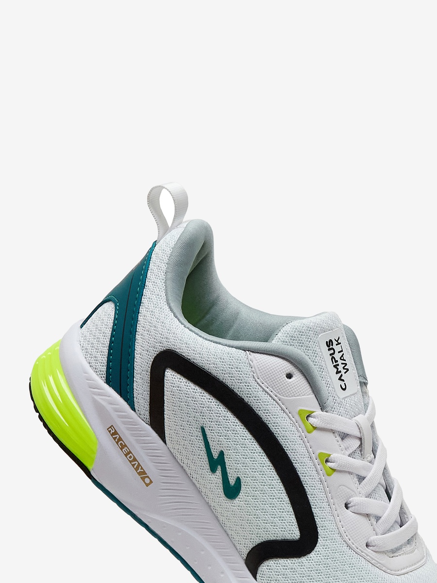 Men White White Camp Karl Die Cut EVA Lace-Up Running Shoes