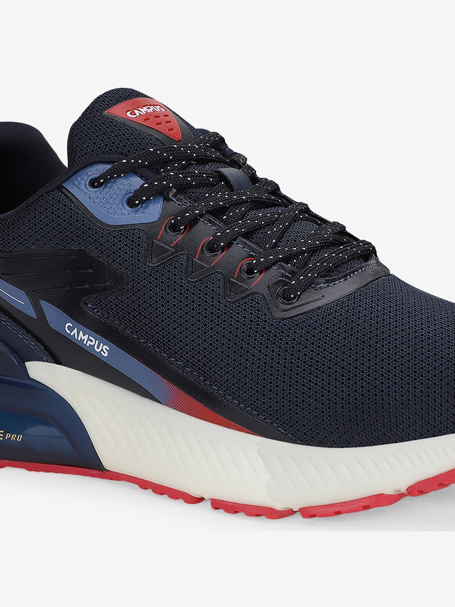 Men Navy Blue Navy Promote Memory Foam Lace-Up Running Shoes