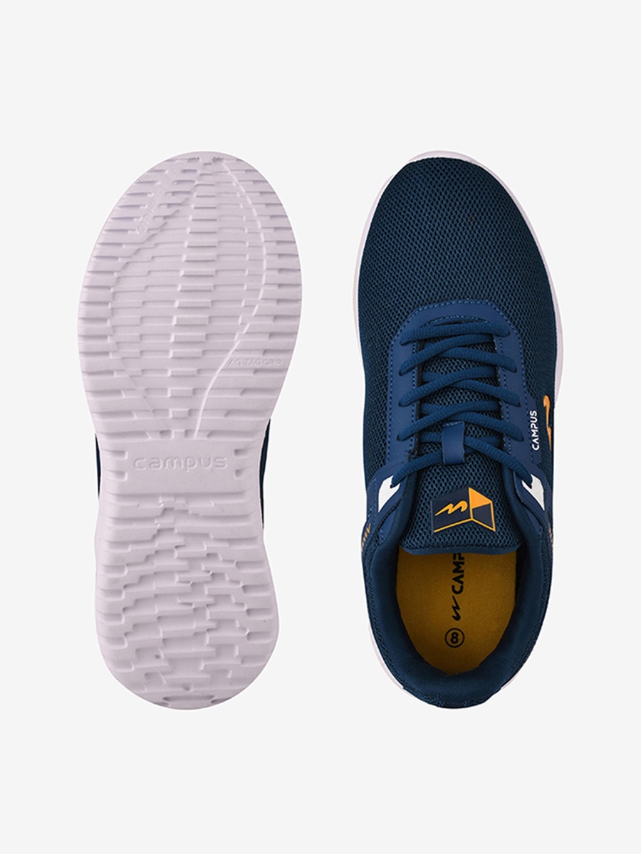 Men Blue Zig Die Cut EVA 4.5 Mm Lace-Up Running Shoes