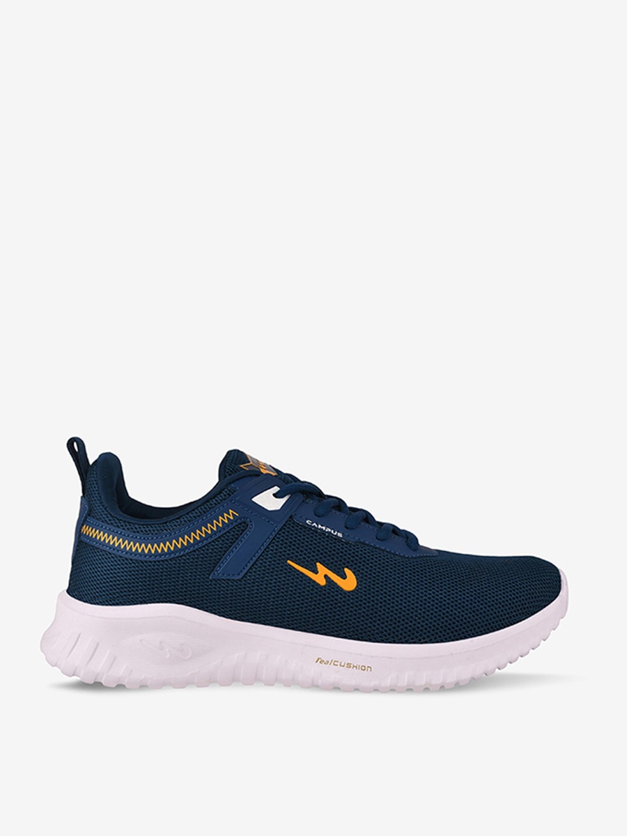 Men Blue Zig Die Cut EVA 4.5 Mm Lace-Up Running Shoes