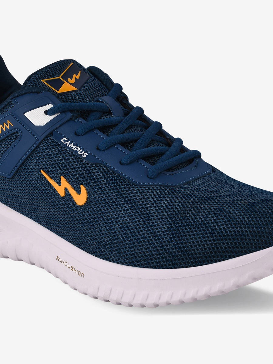 Men Blue Zig Die Cut EVA 4.5 Mm Lace-Up Running Shoes