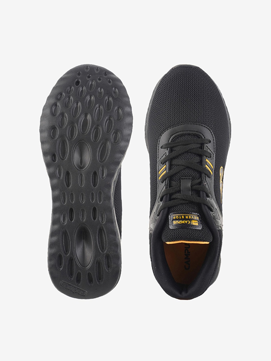 Men Black Gamma PU Cushion Lace-Up Running Shoes