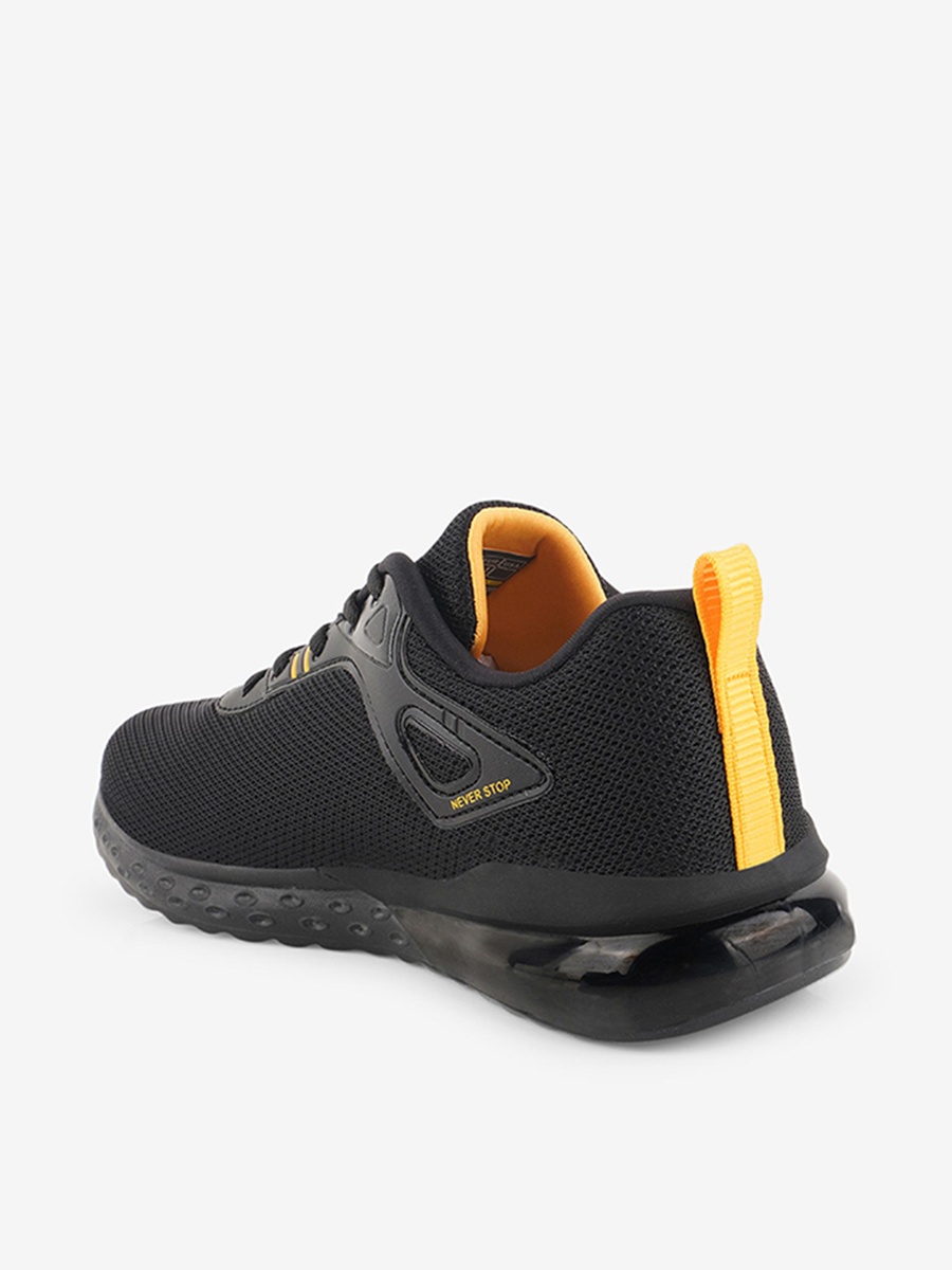 Men Black Gamma PU Cushion Lace-Up Running Shoes