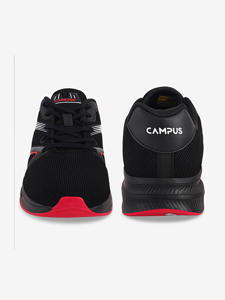 Men Black Spake Die Cut Lace-Up Running Shoes