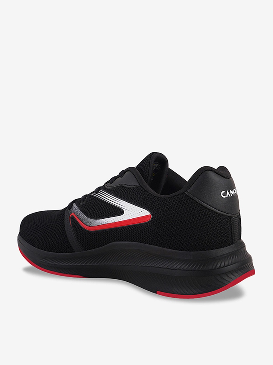 Men Black Spake Die Cut Lace-Up Running Shoes