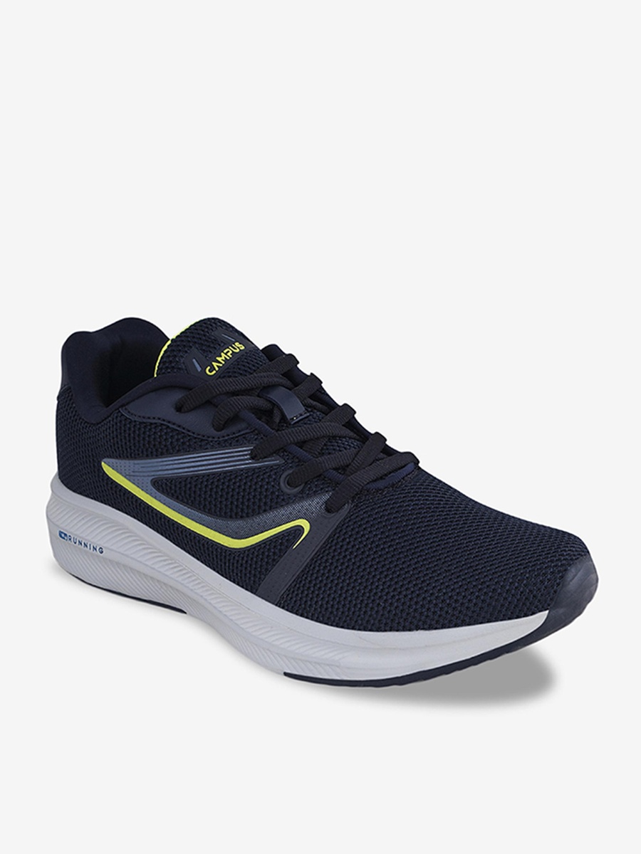 Men Navy Blue Navy Spake Die Cut Lace-Up Running Shoes