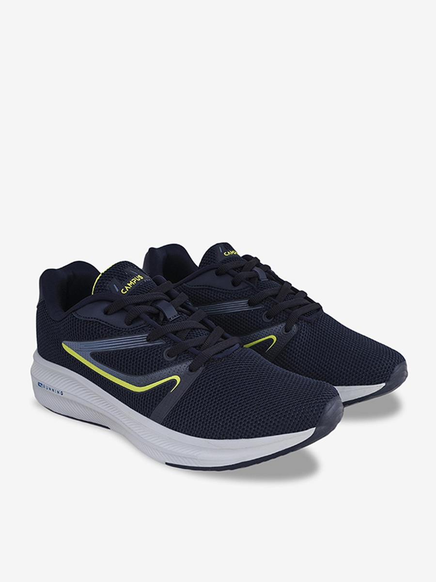 Men Navy Blue Navy Spake Die Cut Lace-Up Running Shoes