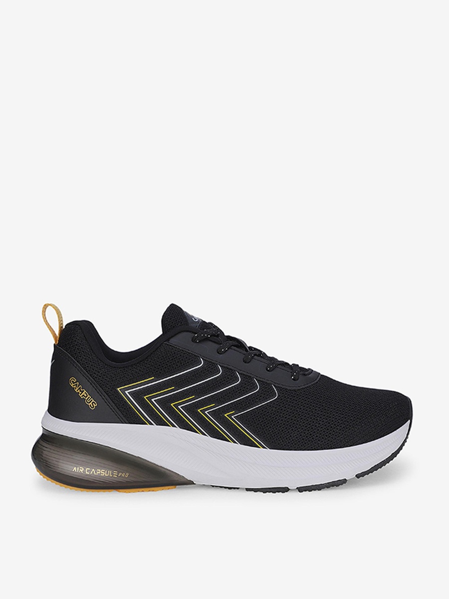 Men Black Brace Memory Foam Lace-Up Air Shoes
