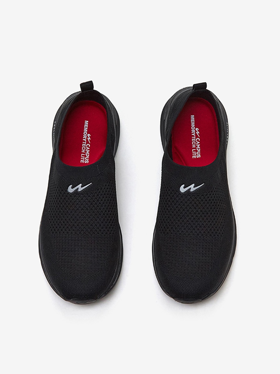 Men Black King Pro Memory Foam Slip-On Walking Shoes