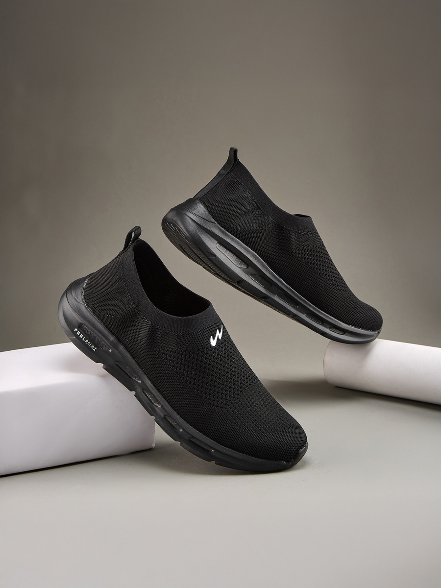 Men Black King Pro Memory Foam Slip-On Walking Shoes