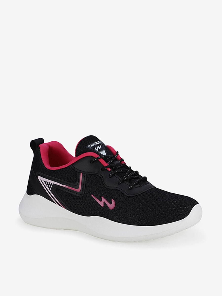 Black Bare Memory Foam Lace-Up Running Shoes