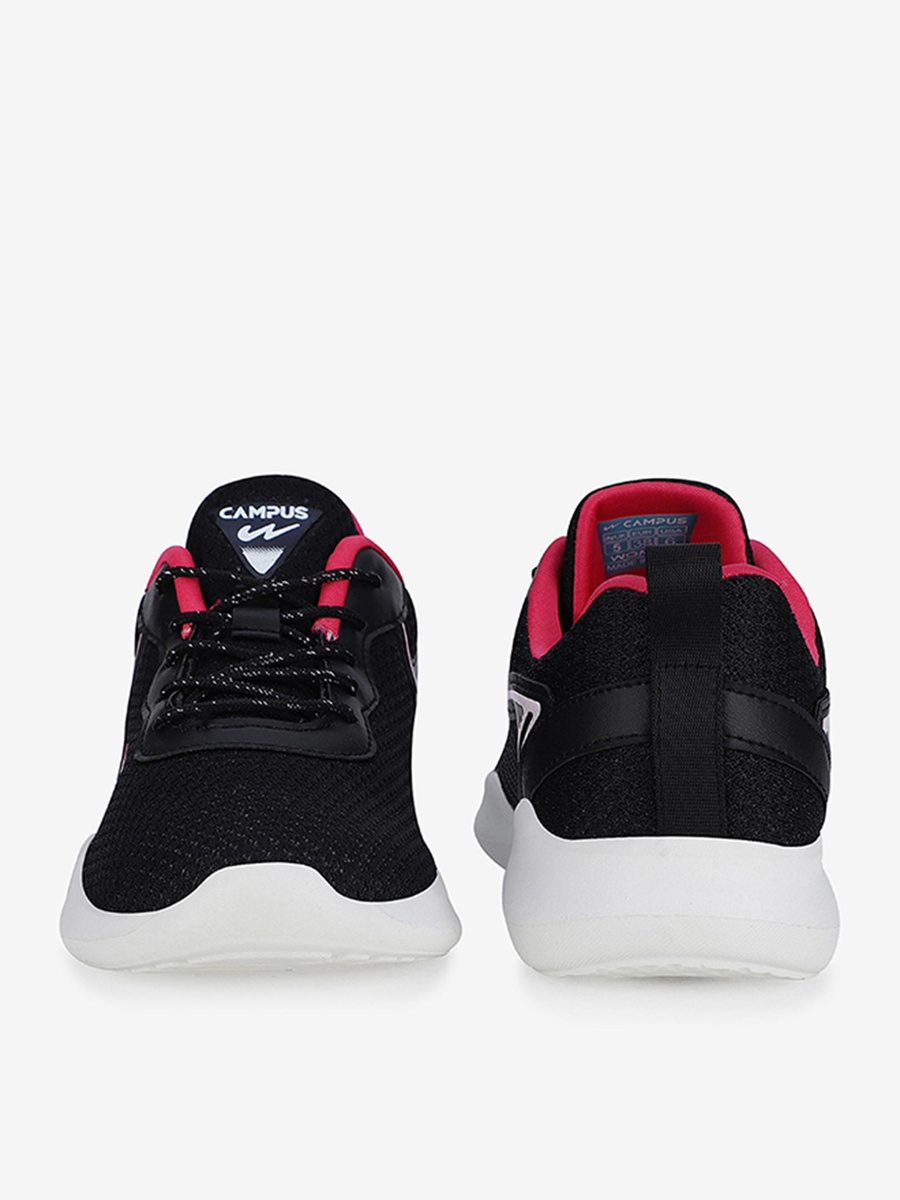 Black Bare Memory Foam Lace-Up Running Shoes
