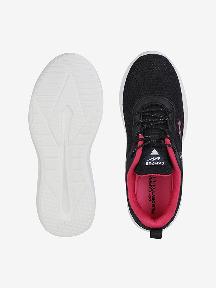 Black Bare Memory Foam Lace-Up Running Shoes