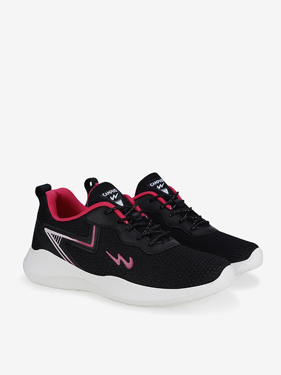 Black Bare Memory Foam Lace-Up Running Shoes