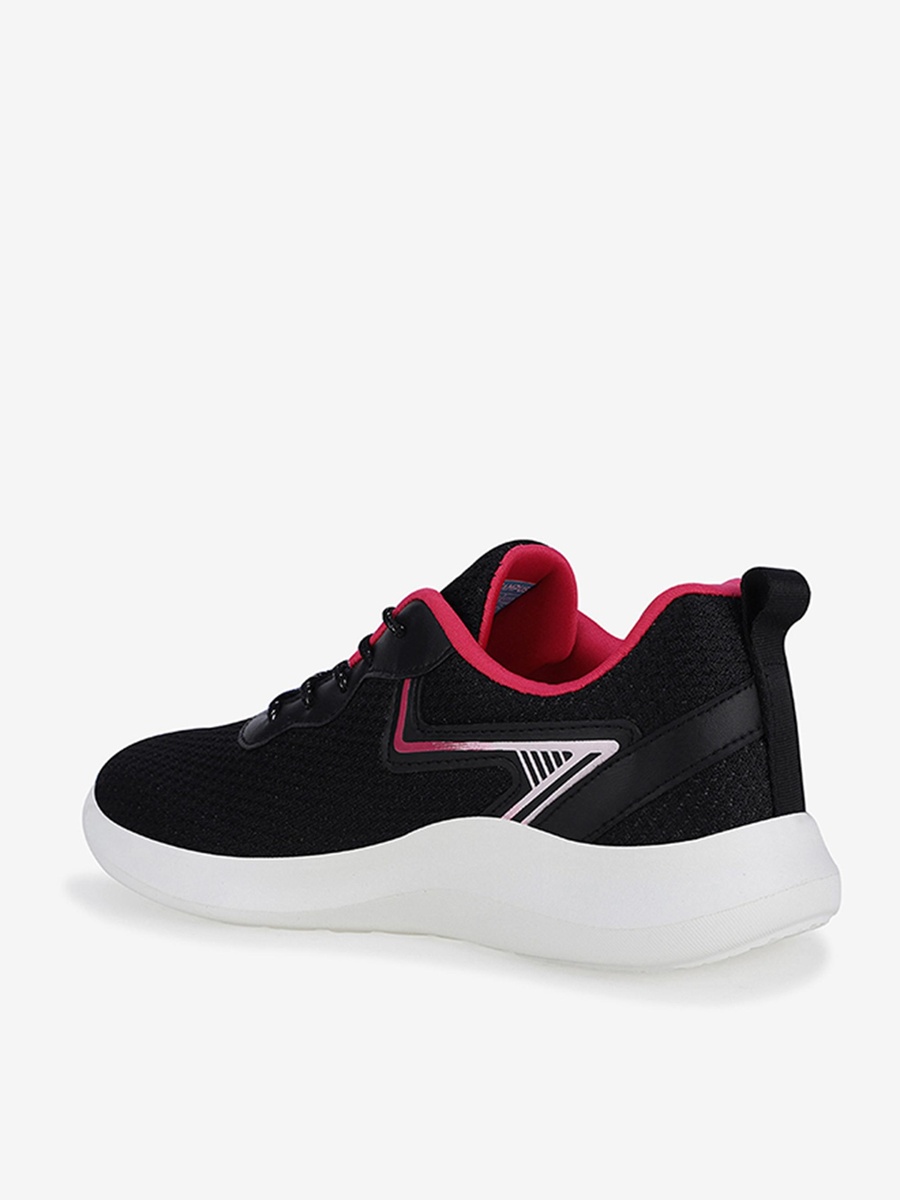 Black Bare Memory Foam Lace-Up Running Shoes