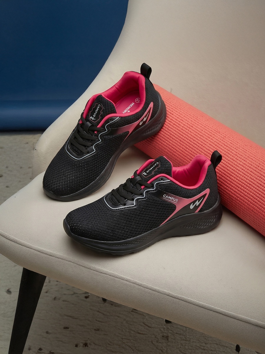 Black Rosa Advance Memory Foam Lace-Up Running Shoes