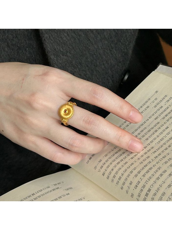 Gold Tone Ruby Accent Ring